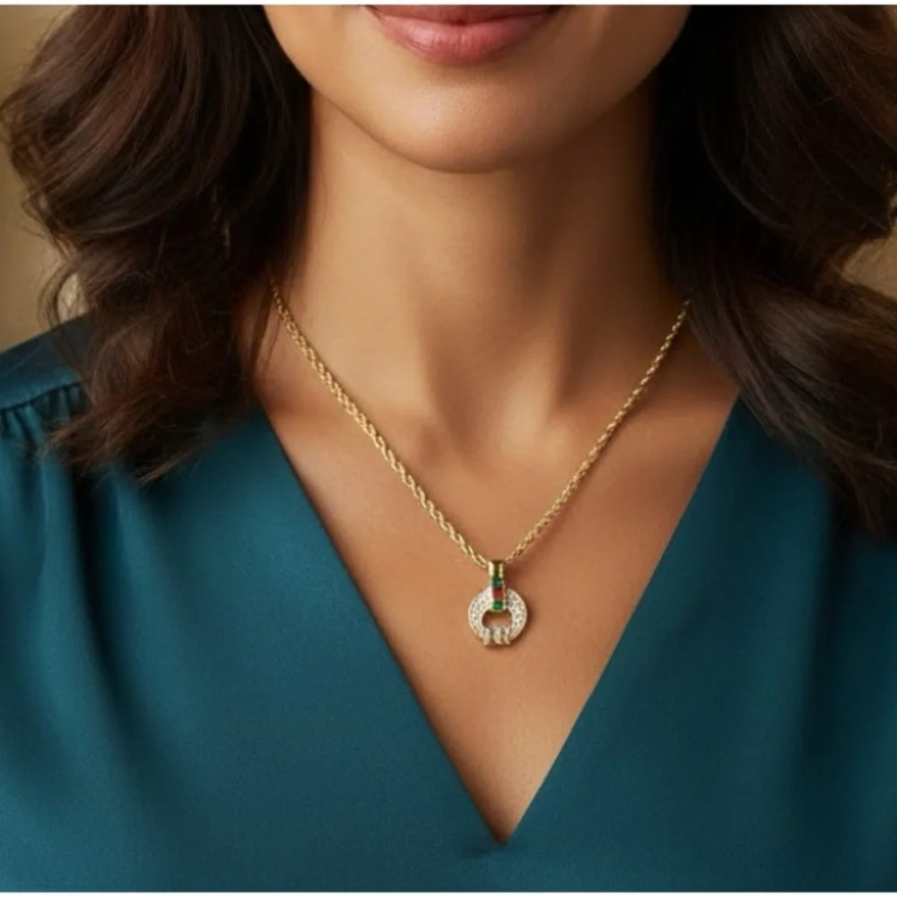 Nina Ricci Gold Necklace with Colorful Accents